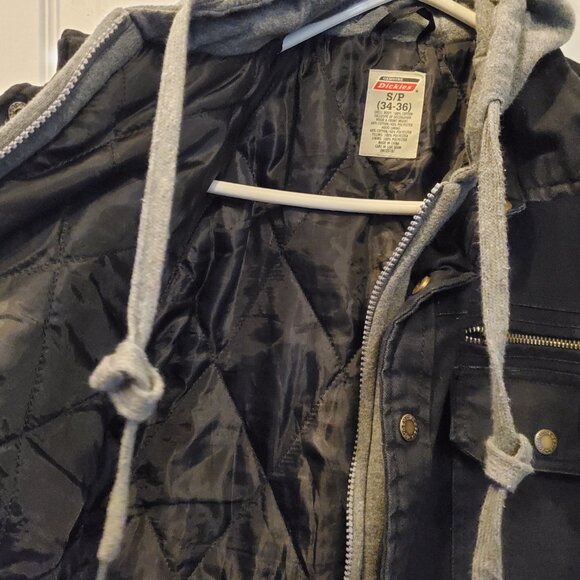 Dickies Quilted Lined Hooded Work Jacket | Black Canvas Workwear | S - Picture 4 of 7